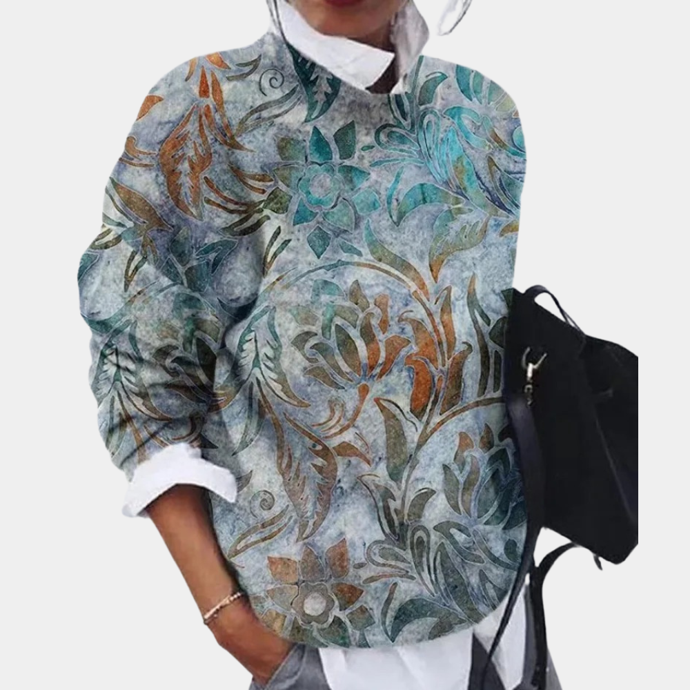 Colorful Graphic Crew Neck Sweater for Women