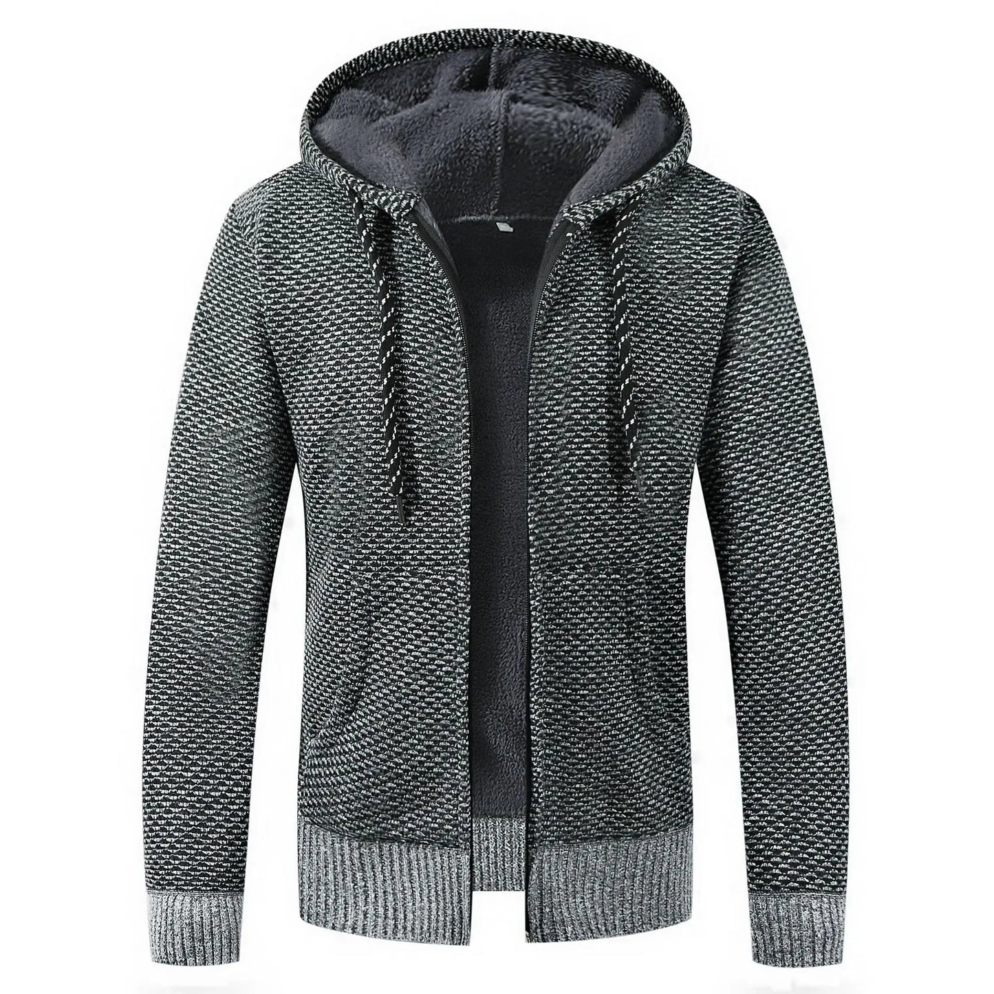 Fleece-Lined Knit Hoodie for Men