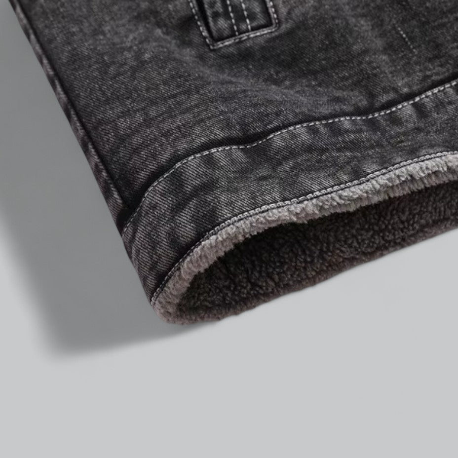 Fleece-Lined Men's Denim Jacket