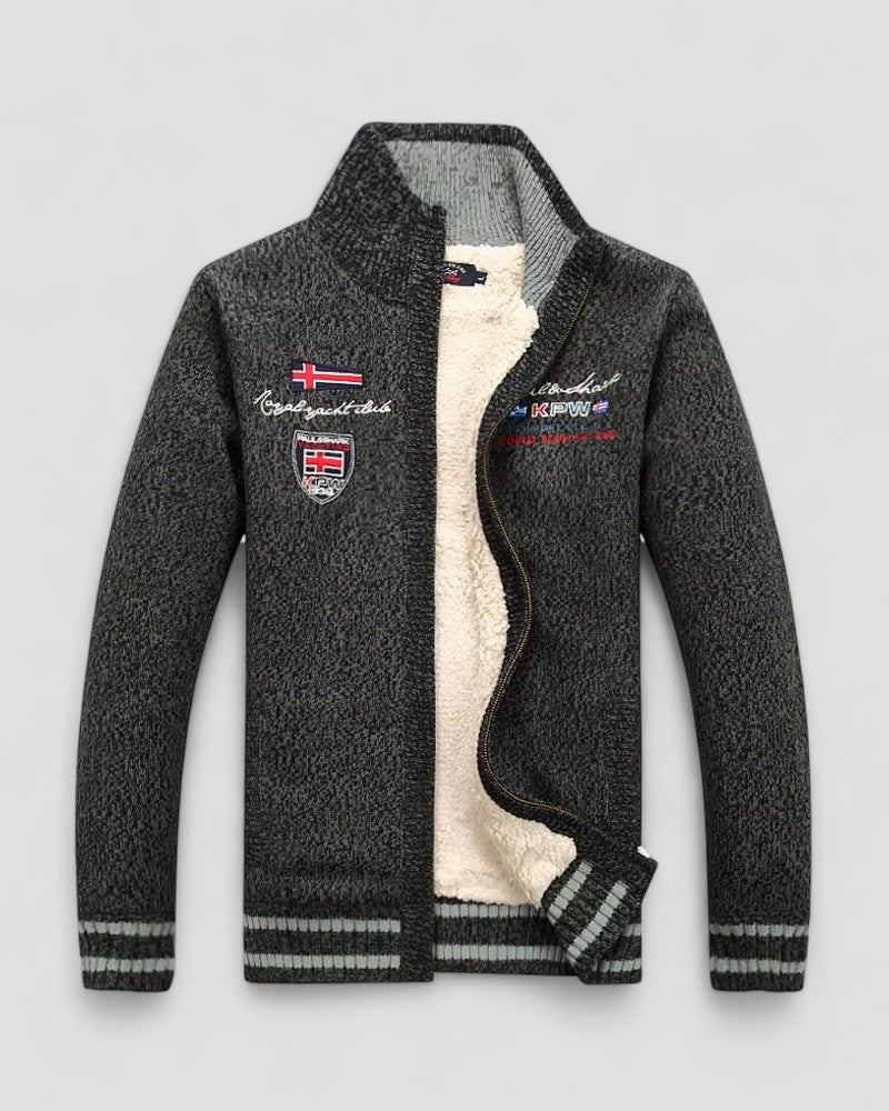 Men’s High Collar Knit Cardigan Jacket