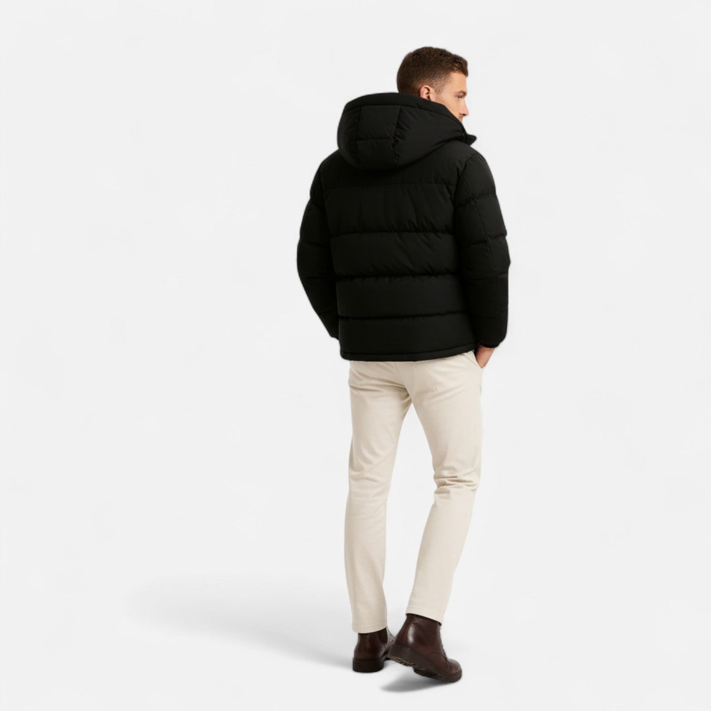 Men’s Puffer Jacket – Lightweight Hooded Insulated Elegance