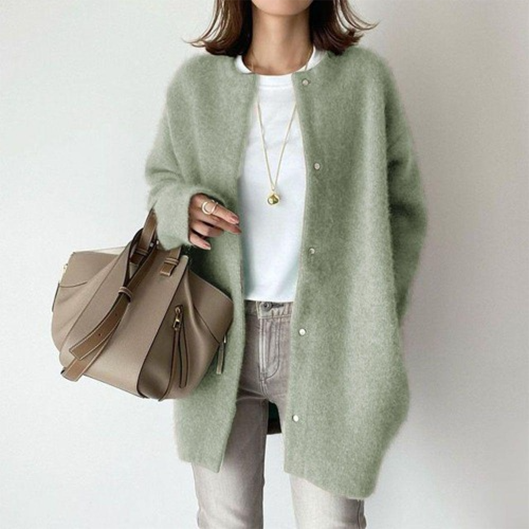 Warm Women's Thick Cable Knit Button Cardigan