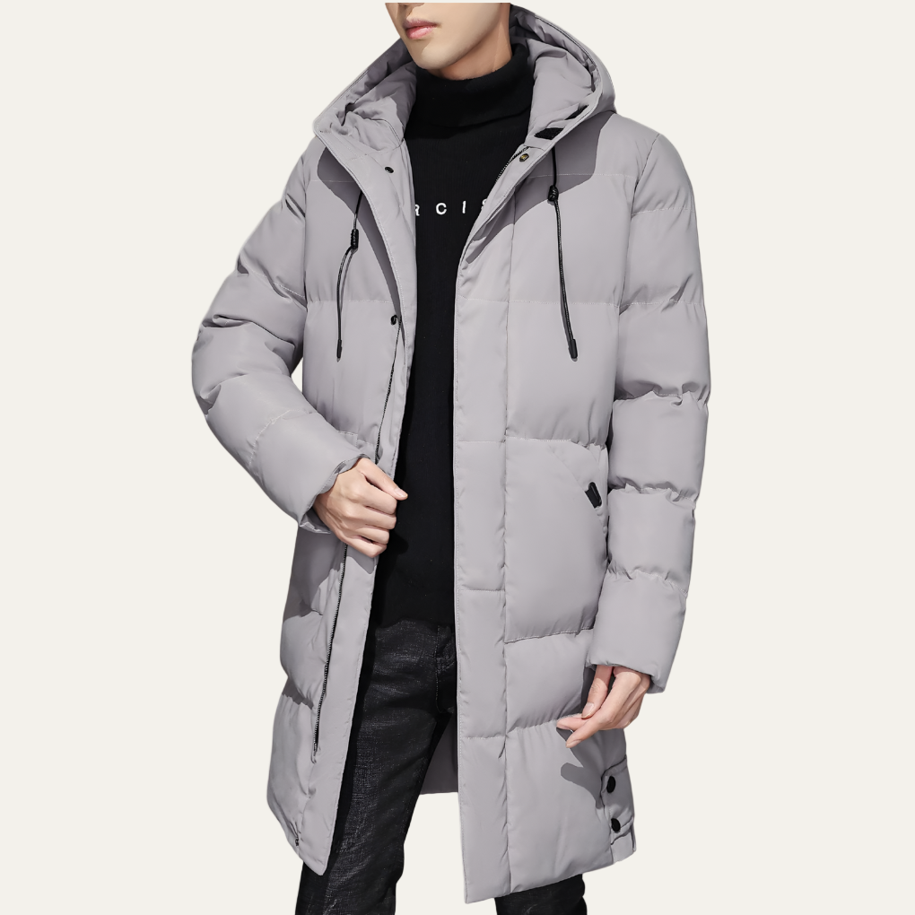 Men’s Long Quilted Hooded Puffer Jacket