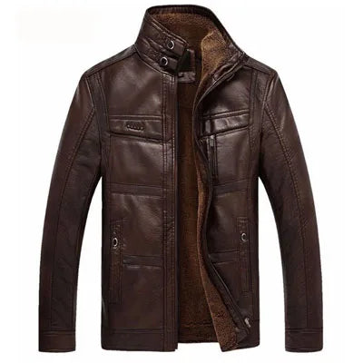 Men's Faux Leather Warm Winter Coat