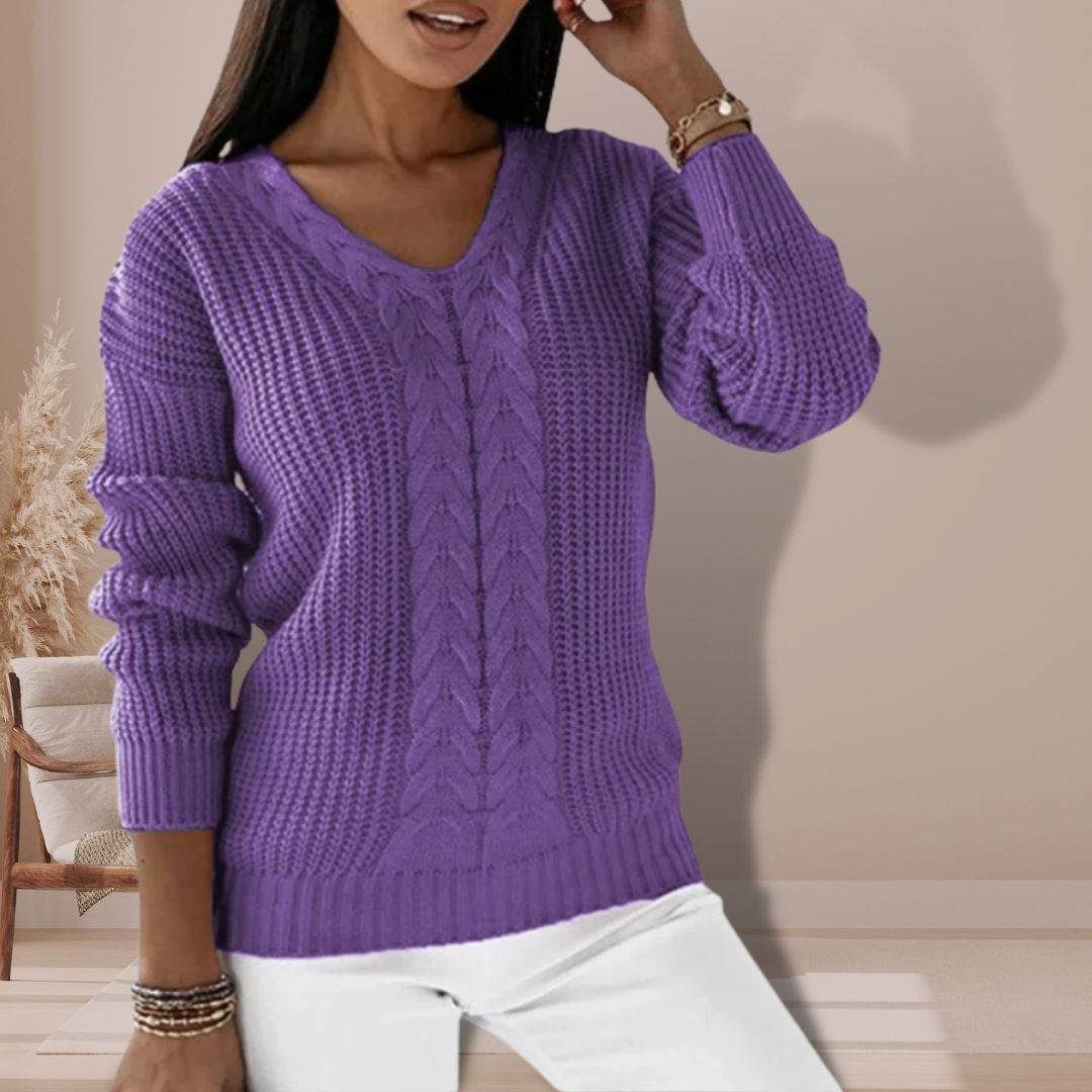 Women’s Elegant V Neck Pullover Sweater
