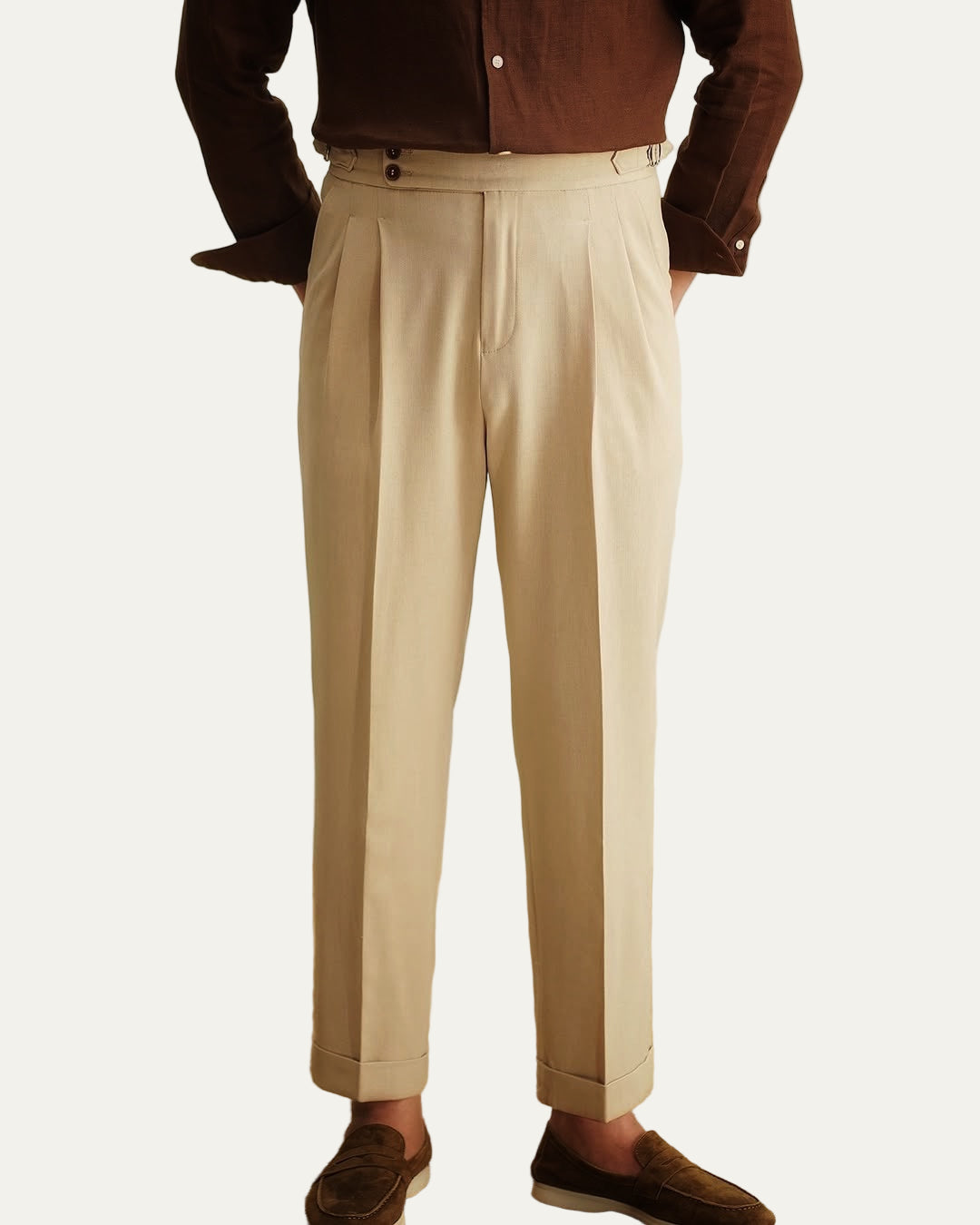 Men’s Classic Tailored Trousers with Side Buckle