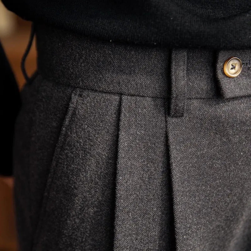 Men’s Cropped Pleated Dress Pants