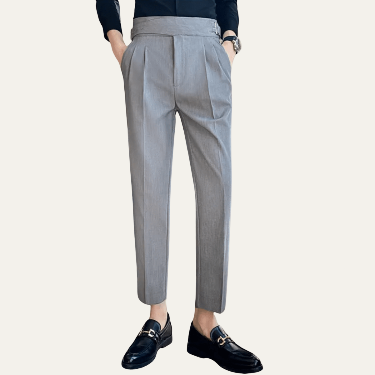 Men’s High-Waist Cropped Dress Trousers