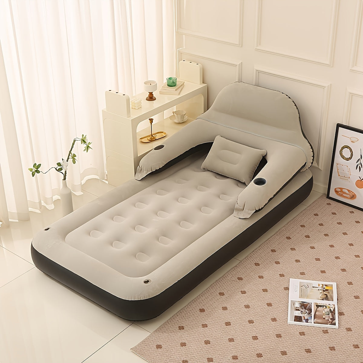 Comfortable Blow Up Bed with Pump and Pillow Support - BritishElegance