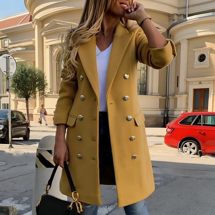 Isolde | Women’s Long Winter Coat – Chic Double-Breasted Design for Elegant Style
