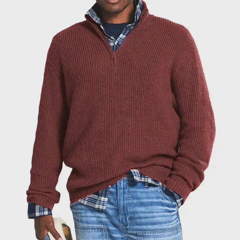 Men’s Relaxed Fit Heavy Rib Quarter Zip Sweater