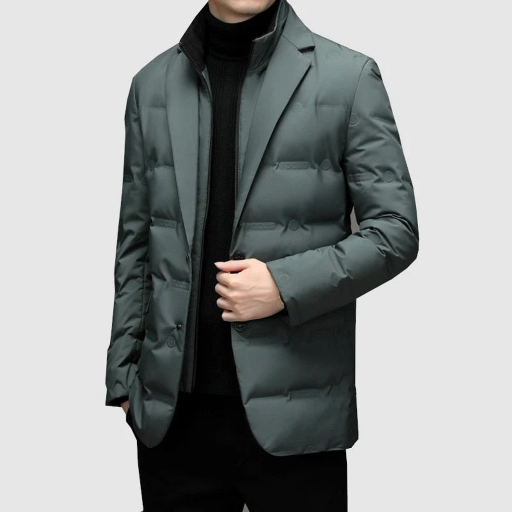 Men’s Warm Stand Collar Two Piece Look Winter Blazer Jacket