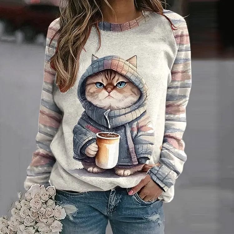 Cozy Cat Sweatshirt - Soft Winter Pullover - BritishElegance