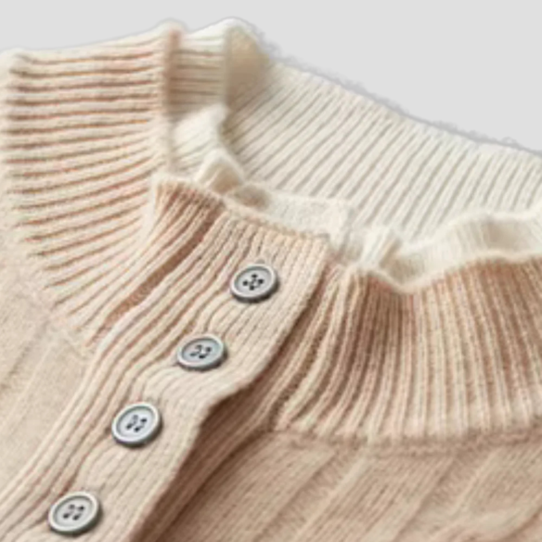 Men’s Textured Buttoned Crew Neck Sweater