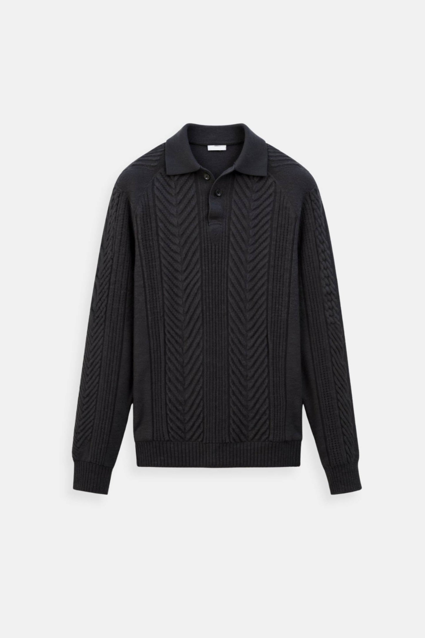 Men’s Cable-Knit Shirt Collar Sweater