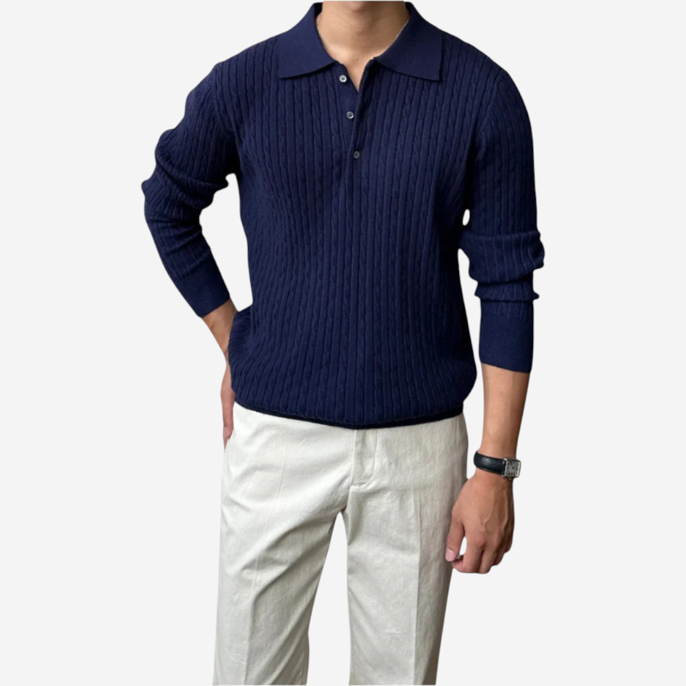 Cable Knit Polo Sweater