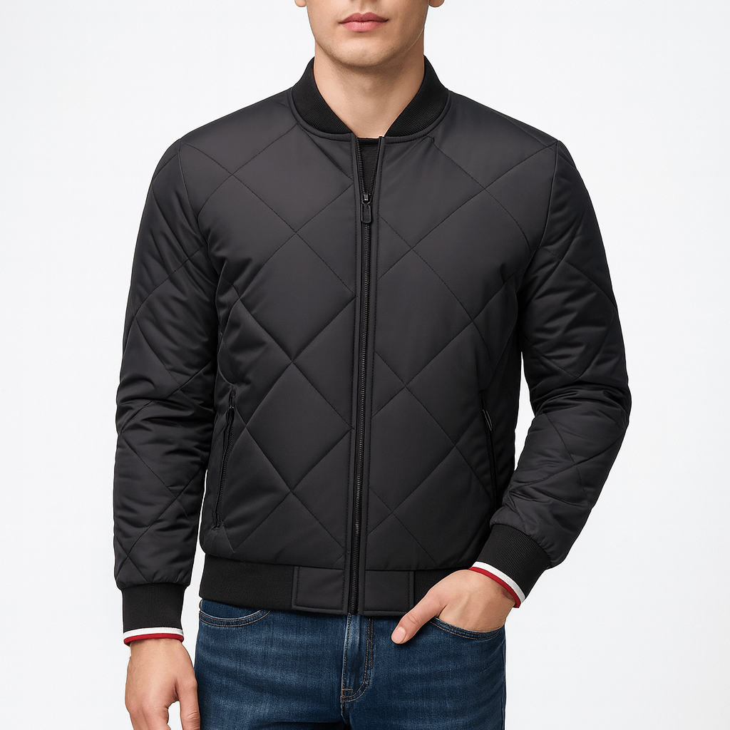 Diamond Quilted Bomber Jacket