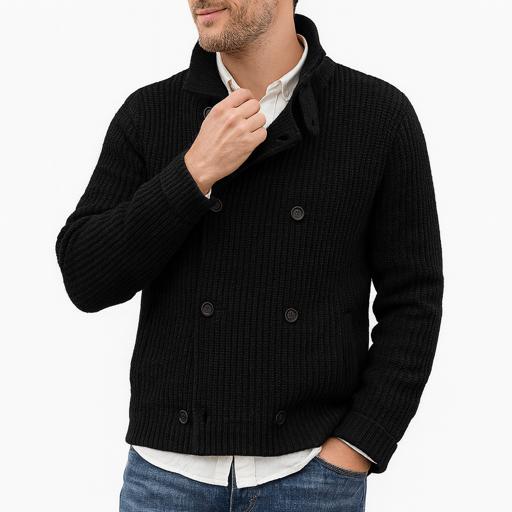 Double-Breasted Knit Cardigan