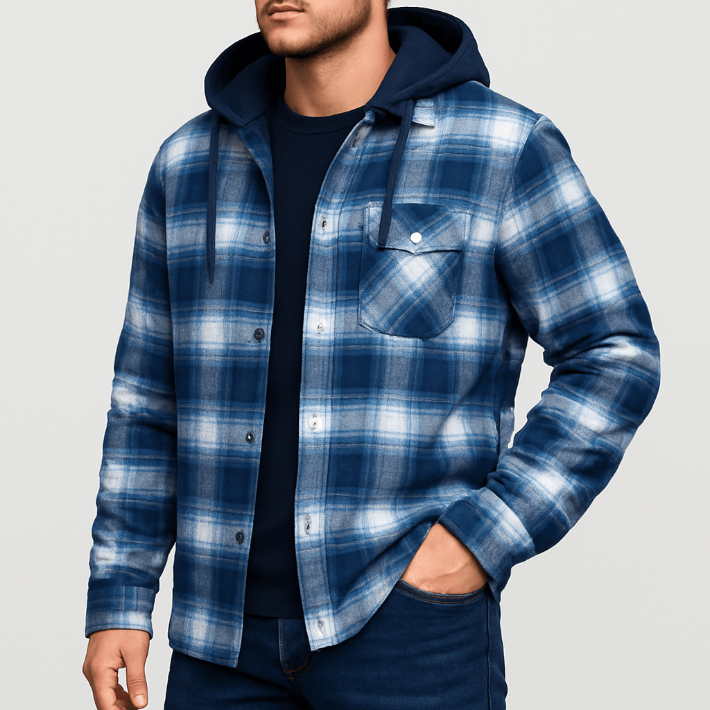 Hooded Plaid Shirt Jacket