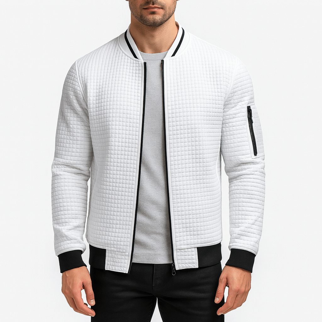 Quilted Zip-Up Bomber Jacket