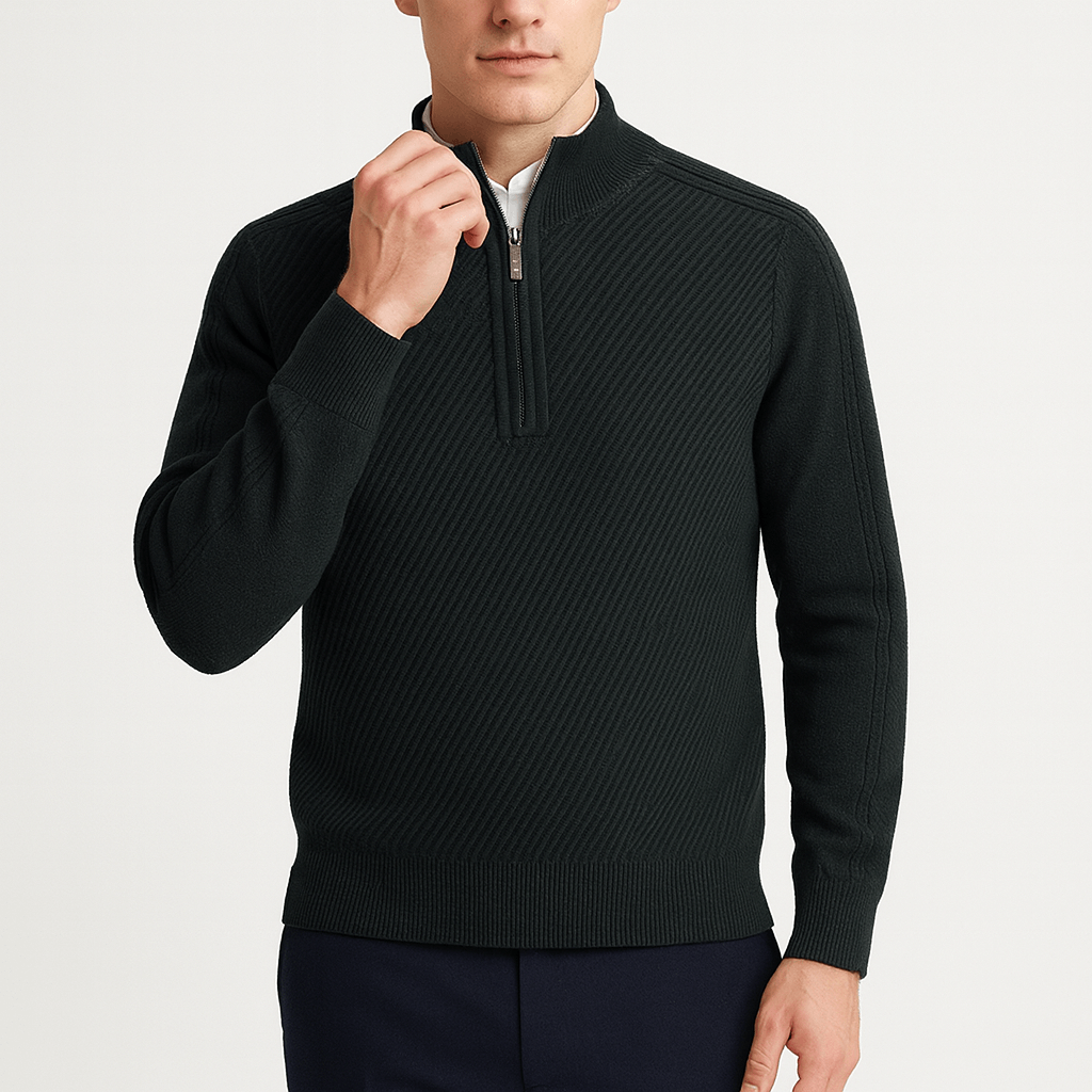 Ribbed Half-Zip Sweater