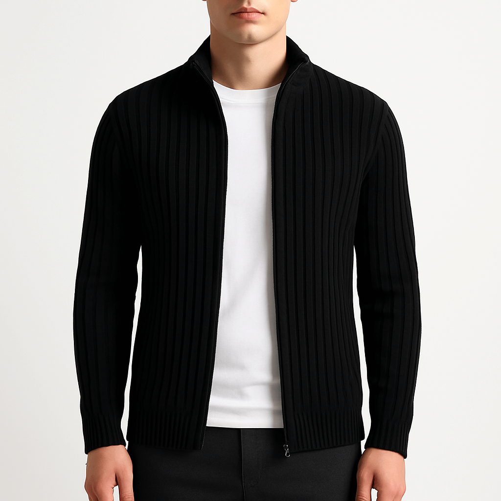 Ribbed Knit Cardigan with Open Front