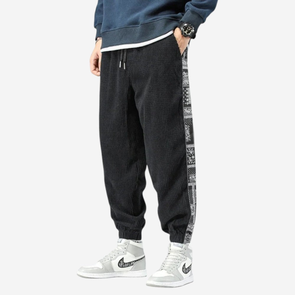 Men’s Flower Patchwork Corduroy Pants