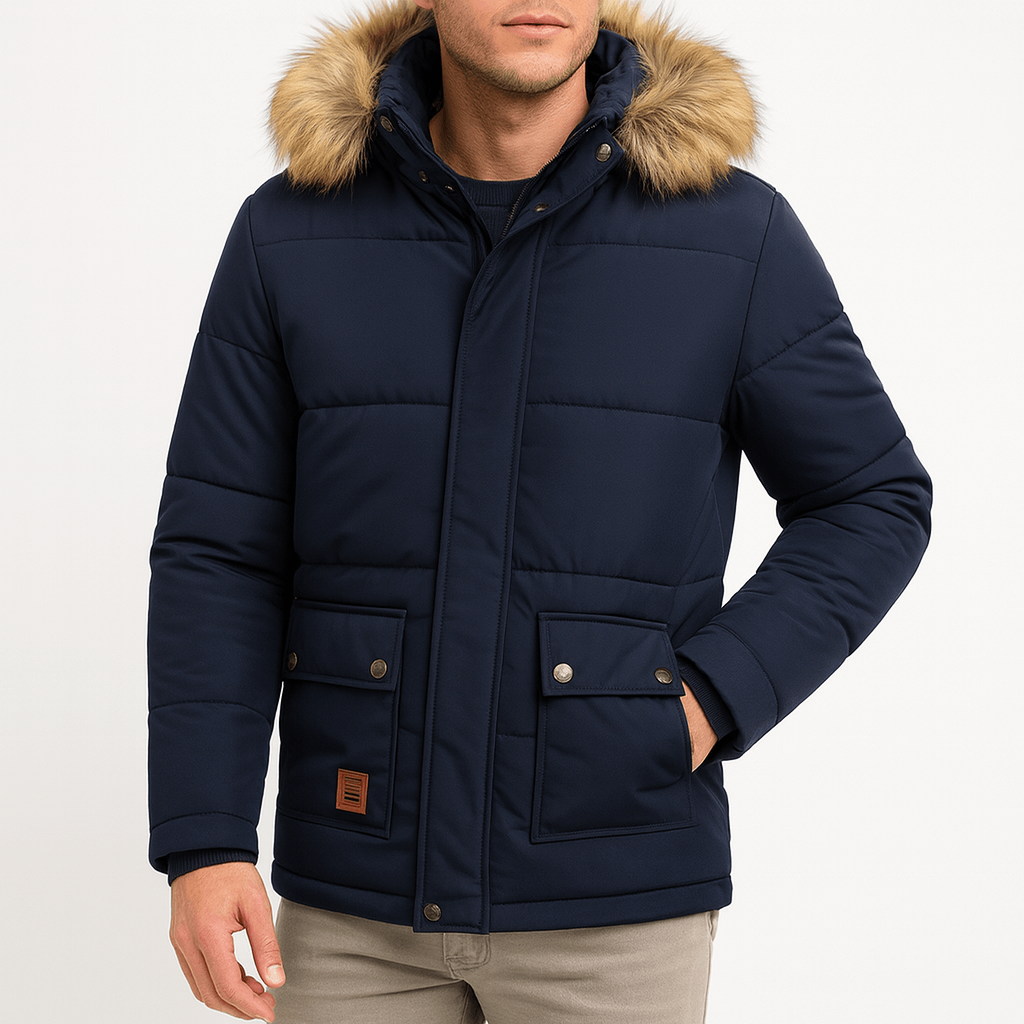 Men’s Fur Trim Quilted Parka