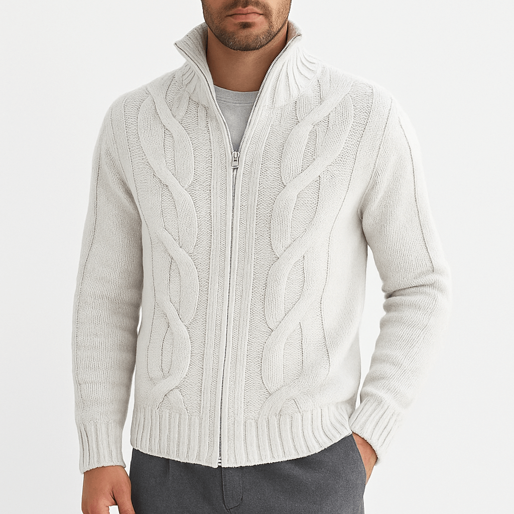 Men’s High-neck Cable Knit Sweater