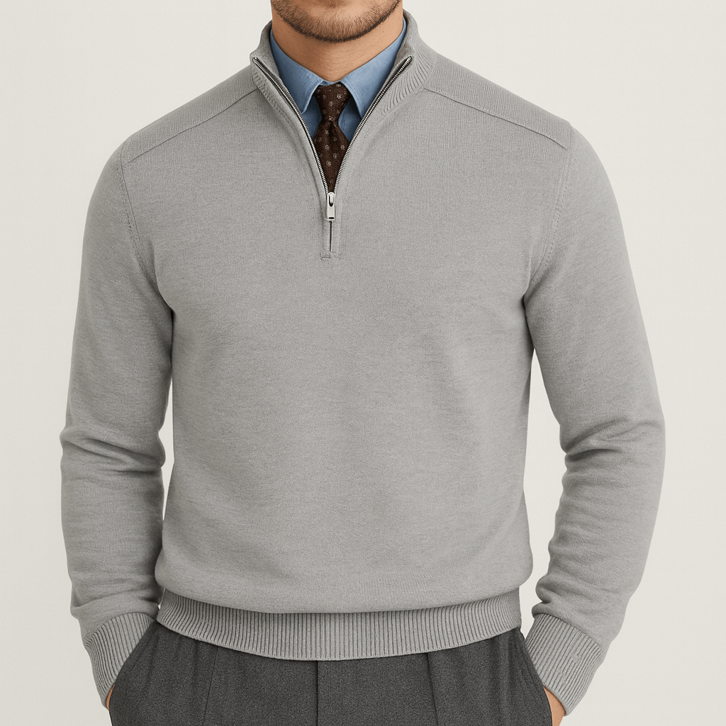 Men’s Quarter Zip Knit Polo Sweater