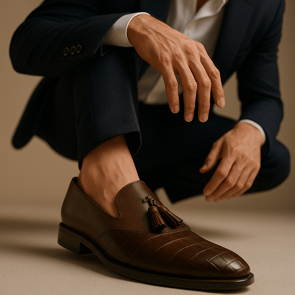 Men’s Polished Leather Tassel Loafers