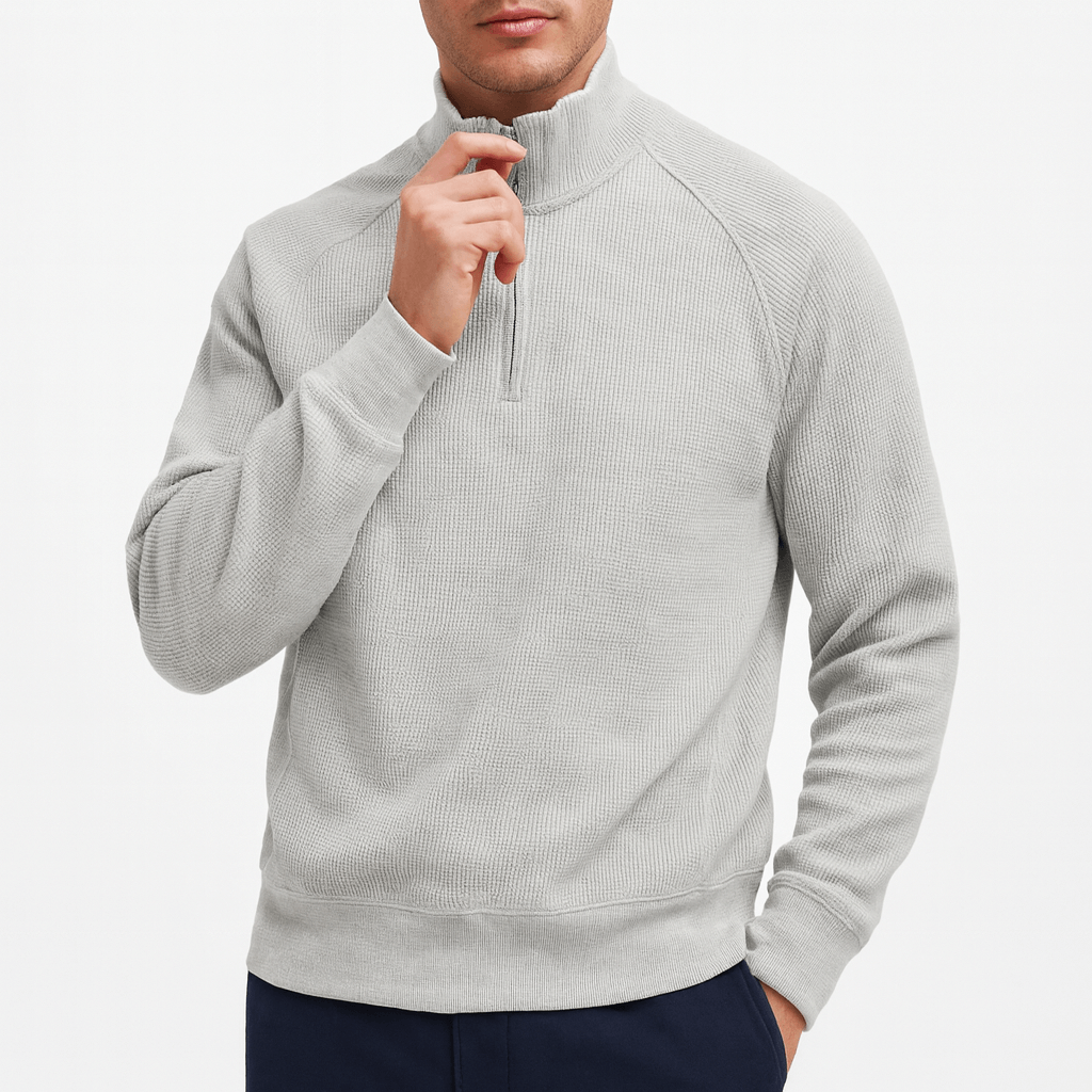 Men’s Waffle Cotton Half Zip Pullover