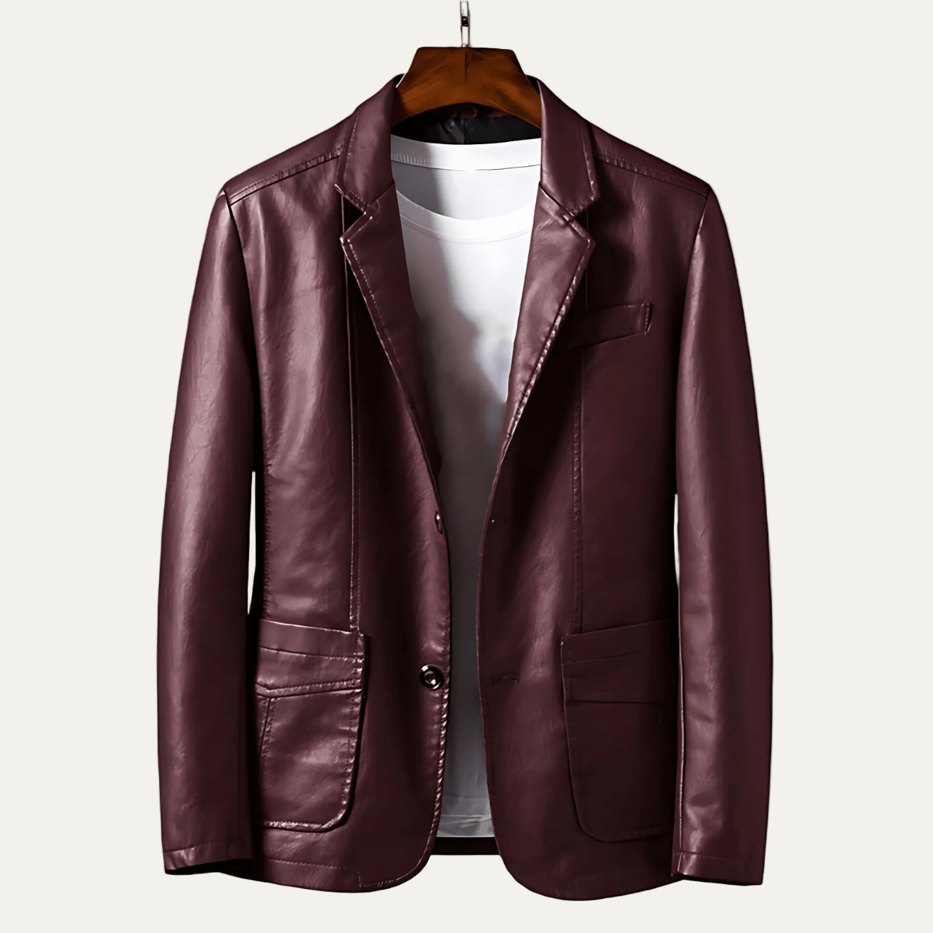 Men’s Polished Leather Two Button Blazer