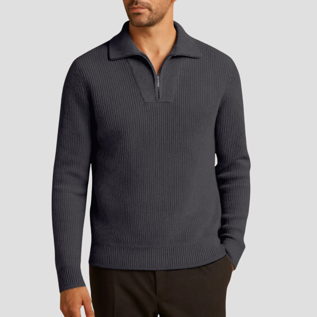 Men’s Ribbed Knit Half-Zip Sweater