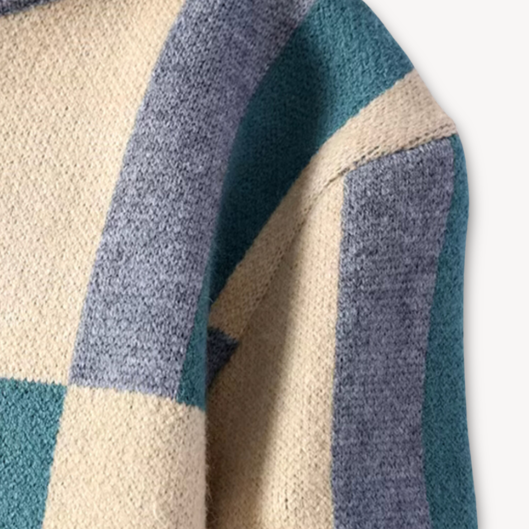 Men’s Geometric Color-Block Crewneck Sweater