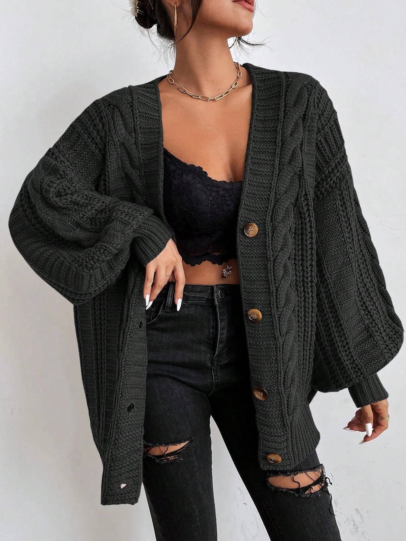 Women's Cozy Oversized Knit Cardigan Sweater
