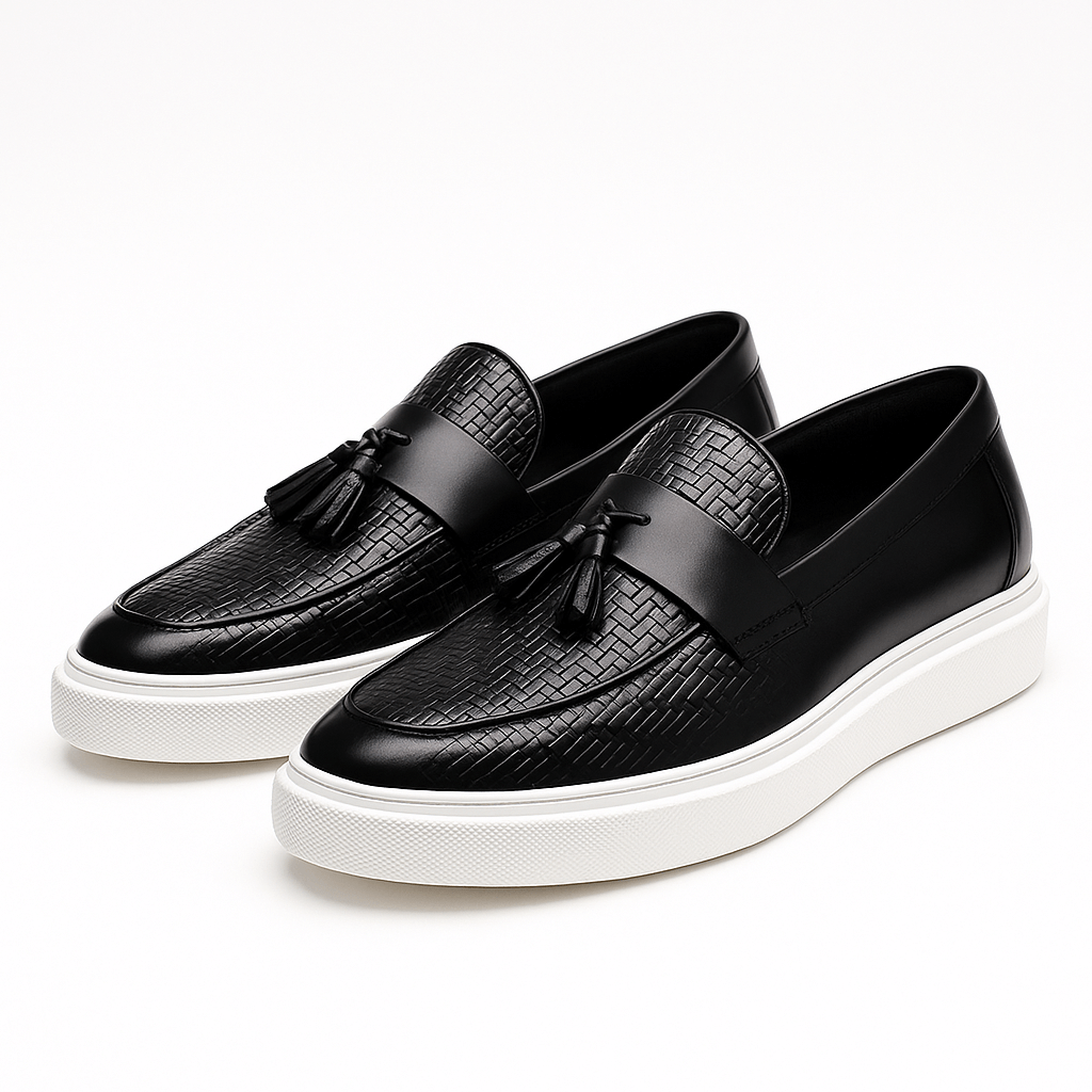 Men’s Woven Leather Tassel Loafers