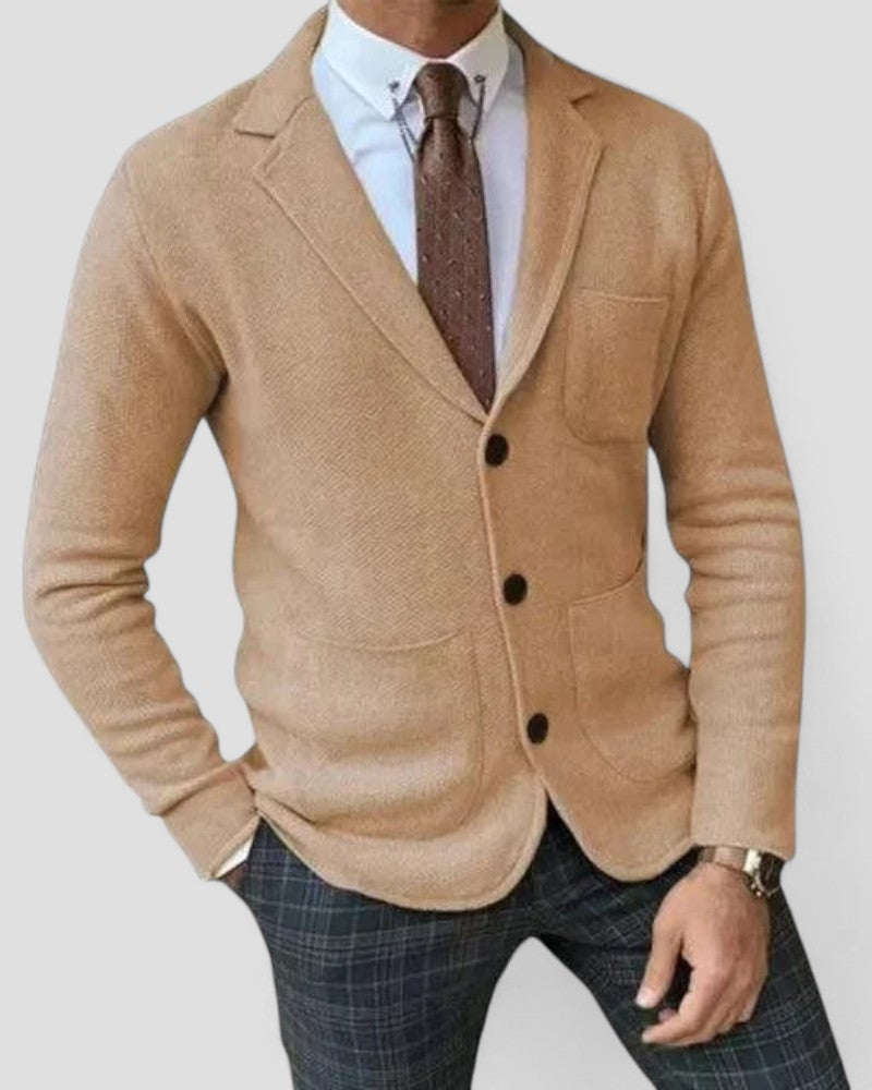 Men’s Tailored Lapel Knit Cardigan
