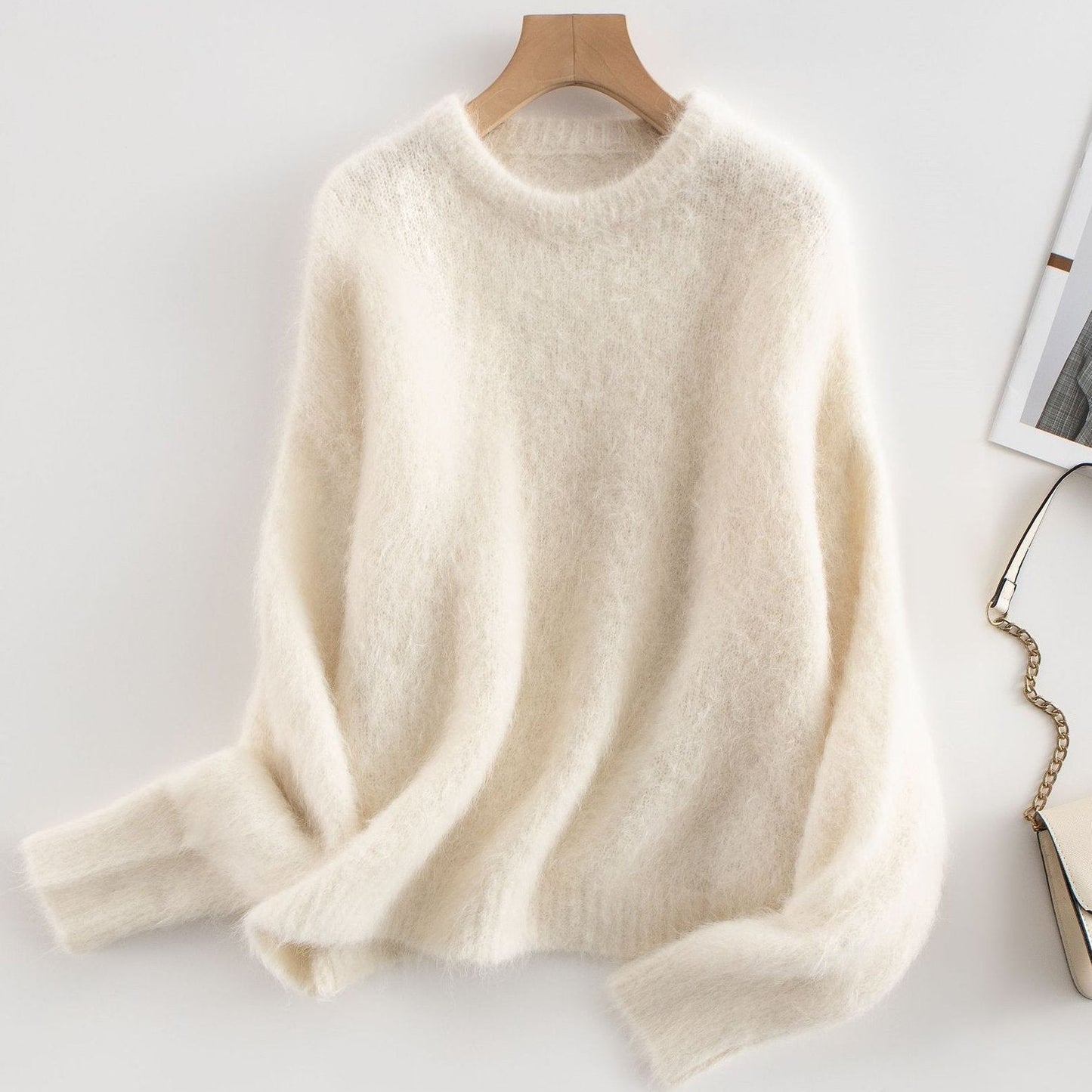 Isla Relaxed Fit Ribbed Sweater | Crewneck Long Sleeve Sweater