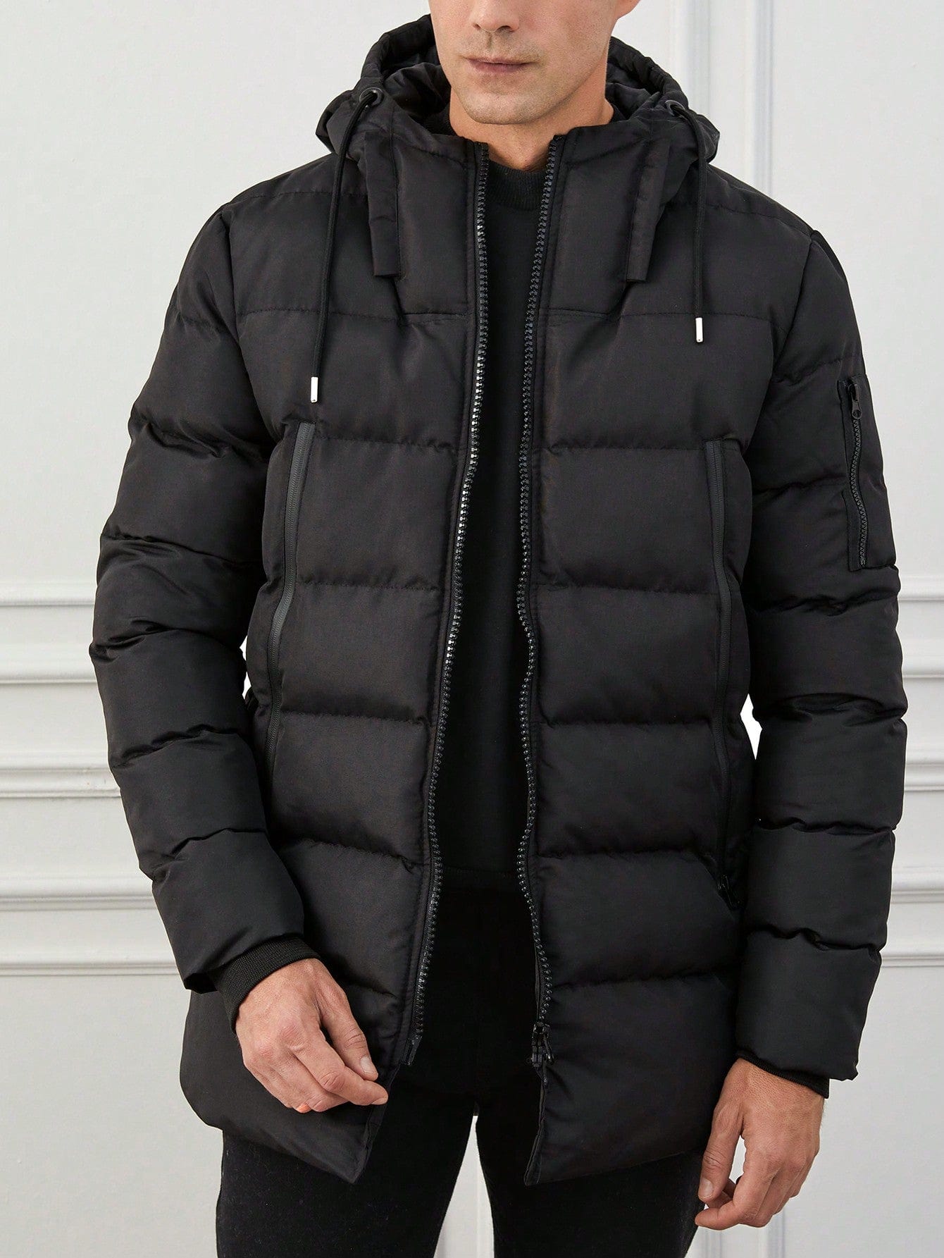 Men’s Warm Black Quilted Puffer Jacket