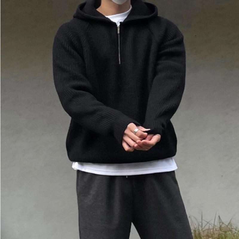 Nathaniel - Autumn Knitted Quarter Zip Hoodie