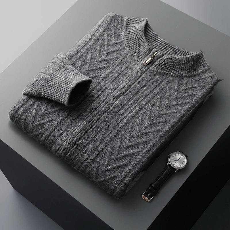 Long-Sleeved Zip-Up Winter Jumper Men