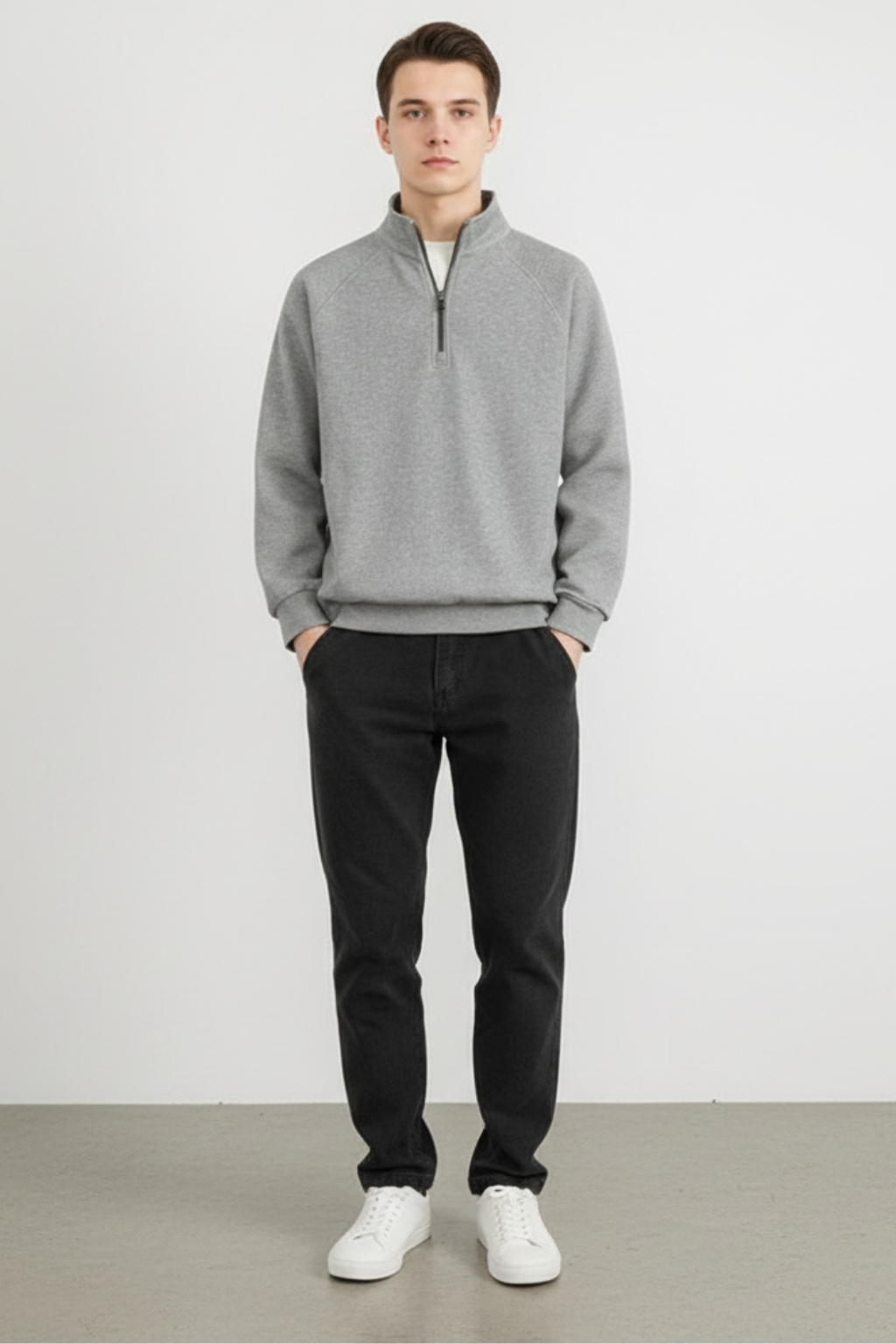 Men’s Ribbed Knit Half-Zip Sweatshirt
