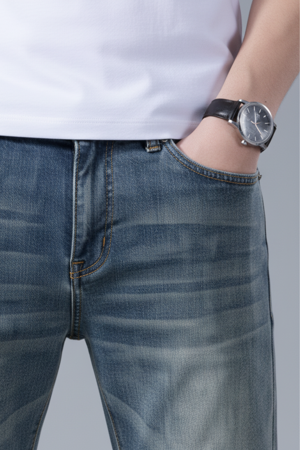 Men’s Slim Straight Vintage Denim Pants