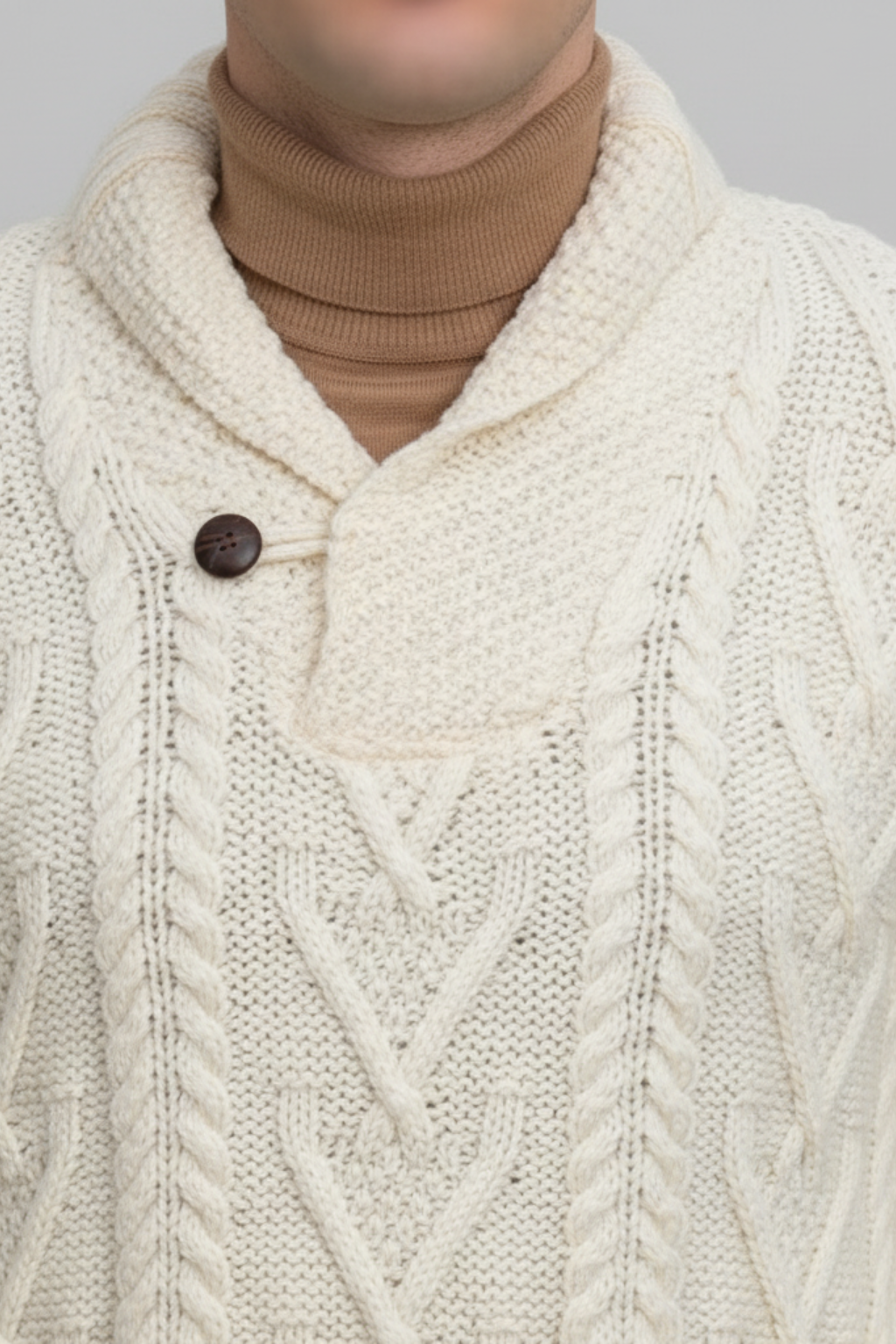 Men’s Shawl Collar Double Breasted Cable Knit Sweater