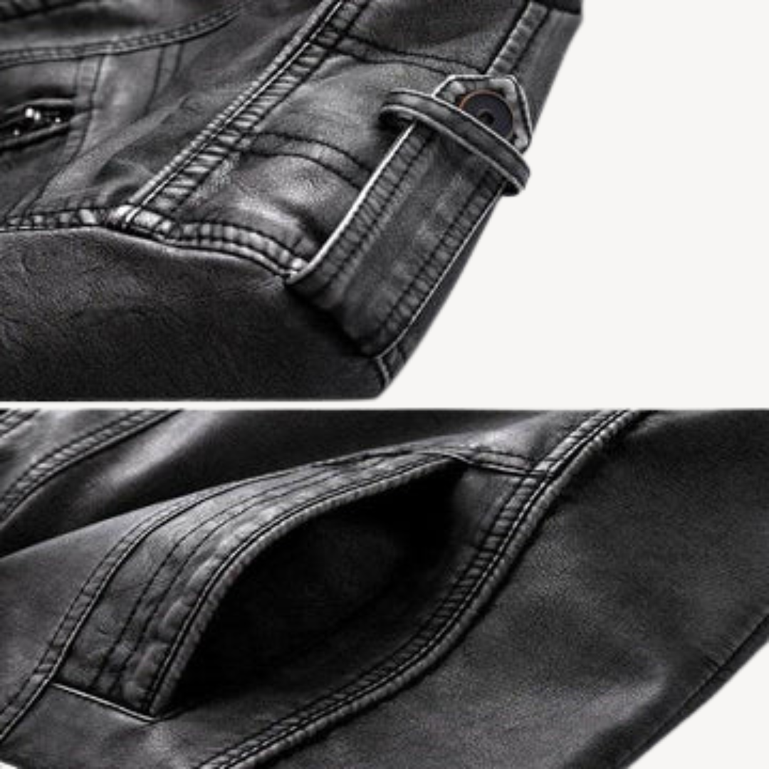 Men’s Distressed Faux Leather Biker Jacket