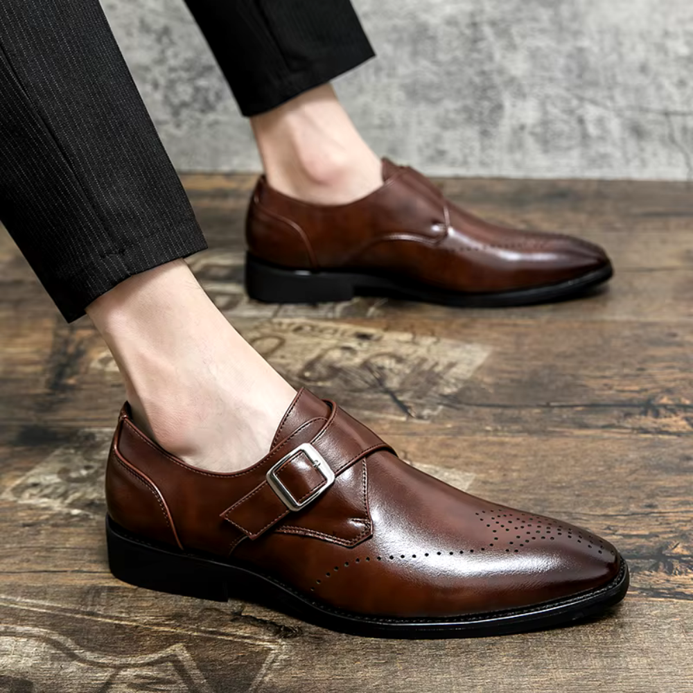 Men's Genuine Buckle Leather Dress Shoes