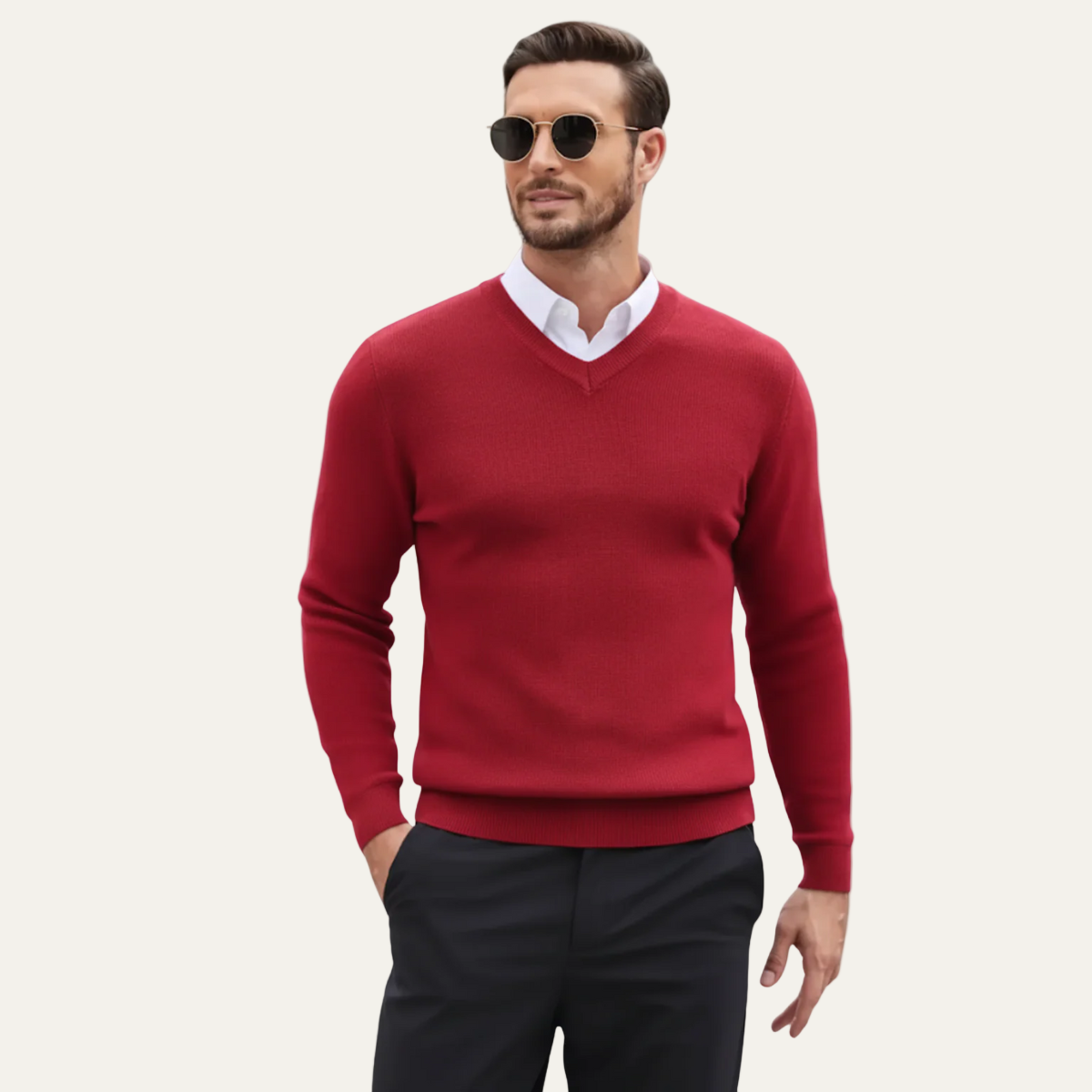 Men’s Smooth-Knit V-Neck Sweater