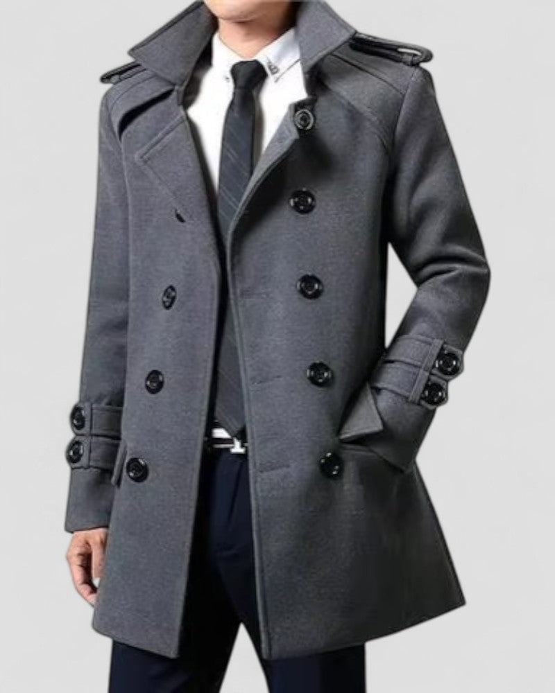 Men’s Elegant High-Collar Overcoat