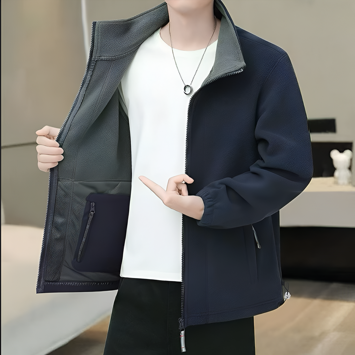 Men's Soft Fleece Coat Waterproof Zip Up Jacket